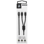 Pro Bass Cord Series 1.2m 15w USB-C to 2x USB-C Braided - Black - Image 8