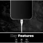 Pro Bass FlexiCord Series 2m 27w Type-C to Lightning Charging Cable - White - Image 4
