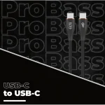 Pro Bass FlexiCord Series 2m 60w Type-C to Type-C Charging Cable - Black - Image 3