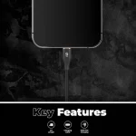 Pro Bass FlexiCord Series 2m 60w Type-C to Type-C Charging Cable - Black - Image 4