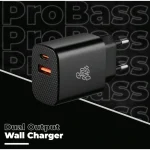 Pro Bass PowerCharge Series 12w Dual USB and Type-C Wall Charger - Black - Image 5