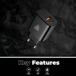 Pro Bass PowerCharge Series 12w Dual USB and Type-C Wall Charger - Black - Image 6