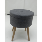 Sophie Round Storage Stool with wooden legs - Grey - Image 5