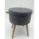 Sophie Round Storage Stool with wooden legs - Grey - Image 6