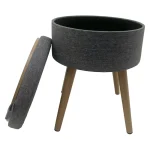 Sophie Round Storage Stool with wooden legs - Grey - Image 7
