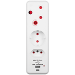 Switched 3-Way Medium Surge Adaptor - Schuko with Type-C + USB - Image 2