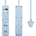 SWITCHED 3 Way Medium Surge Protected Multiplug with Dual 2.4A USB Ports 0.5M Braided Cord - Image 4