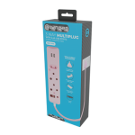 Switched 3-Way Surge-Protected Multiplug with Dual 2.4a USB Ports 3m Braided Cord - Image 3