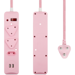 Switched 3-Way Surge-Protected Multiplug with Dual 2.4a USB Ports 3m Braided Cord - Image 4
