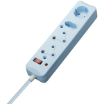 SWITCHED 4 Way Medium Surge Protected Multiplug 0.5M Braided Cord Blue - Image 2