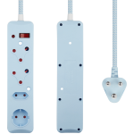 SWITCHED 4 Way Medium Surge Protected Multiplug 0.5M Braided Cord Blue - Image 3