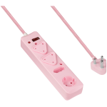 SWITCHED 4 Way Medium Surge Protected Multiplug 0.5M Braided Cord Pink - Image 3