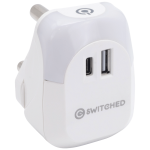 Switched Halo Fast Charge Power Adaptor, USB and Type-C Ports, Output 20w - Soft Touch Night Light - Image 2