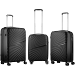 Travelwize Quartz PP 4-Wheels Spinner 3Pc Luggage Set Black