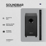 Volkano Cascade 50w Soundbar + Wired Subwoofer - Black - Image 5