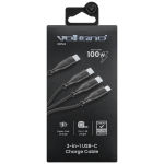 Volkano Nova Series USB C to 2 USB C and lightning cable 100W TPE-Black - Image 3