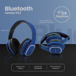 Volkano Phonic Series Bluetooth Full Size Headphones - Blue - Image 7