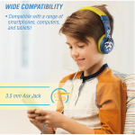 Volkano Sidekick Series Wired Kiddies Headphones with Share Port - Yellow/Blue - Image 15