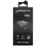 Volkano Sleek Series Fast Wall Charger 45W USB-C with Built-in Retractable 75cm Cable - Black - Image 4