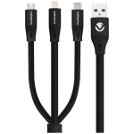 Volkano Slim Series Flat PVC 3-in-1 (Type-C / Lightning / Micro) Cable 30W 1m- Black