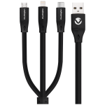 Volkano Slim Series Flat PVC 3-in-1 (Type-C / Lightning / Micro) Cable 30W 1m- Black - Image 2