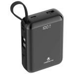 Volkano Solace Series 20 000 mAh Power Bank with Built-in USB-C & Lightning Cable - Black