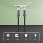 Volkano Weave Series Type-C to Type-C Cable (1.2m, 60w) - Black - Image 3