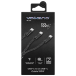 Volkano Weave Series USB C to 2 USB C 100W 1.5m - Image 3