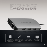 VolkanoX Core Multi Series USB Type-C - HDMI + 3x USB 3.0 + LAN + Card Reader + Audio + PD - Image 2