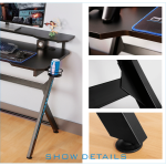 VX Gaming Donahue Gaming Desk - Black with Headphone Hook - Image 4