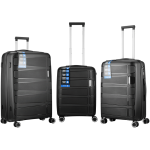 Travelwize Tourer PP 3Pc 4-wheel Spinner Luggage Set Black