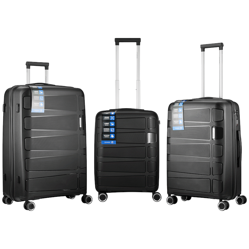 travelwize-tourer-pp-3pc-4-wheel-spinner-luggage-set-black-2 Travelwize Tourer PP 3Pc 4-wheel Spinner Luggage Set Black - Image 2