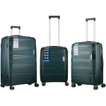 Travelwize Tourer PP 3Pc 4-wheel Spinner Luggage Set Petrol