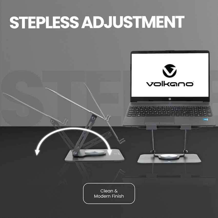 volkano-pivot-multifunctional-swivel-adjustable-aluminium-laptop-stand-3 Volkano Pivot Multifunctional Swivel Adjustable Aluminium Laptop Stand - Image 3